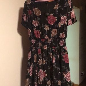 Black floral print dress